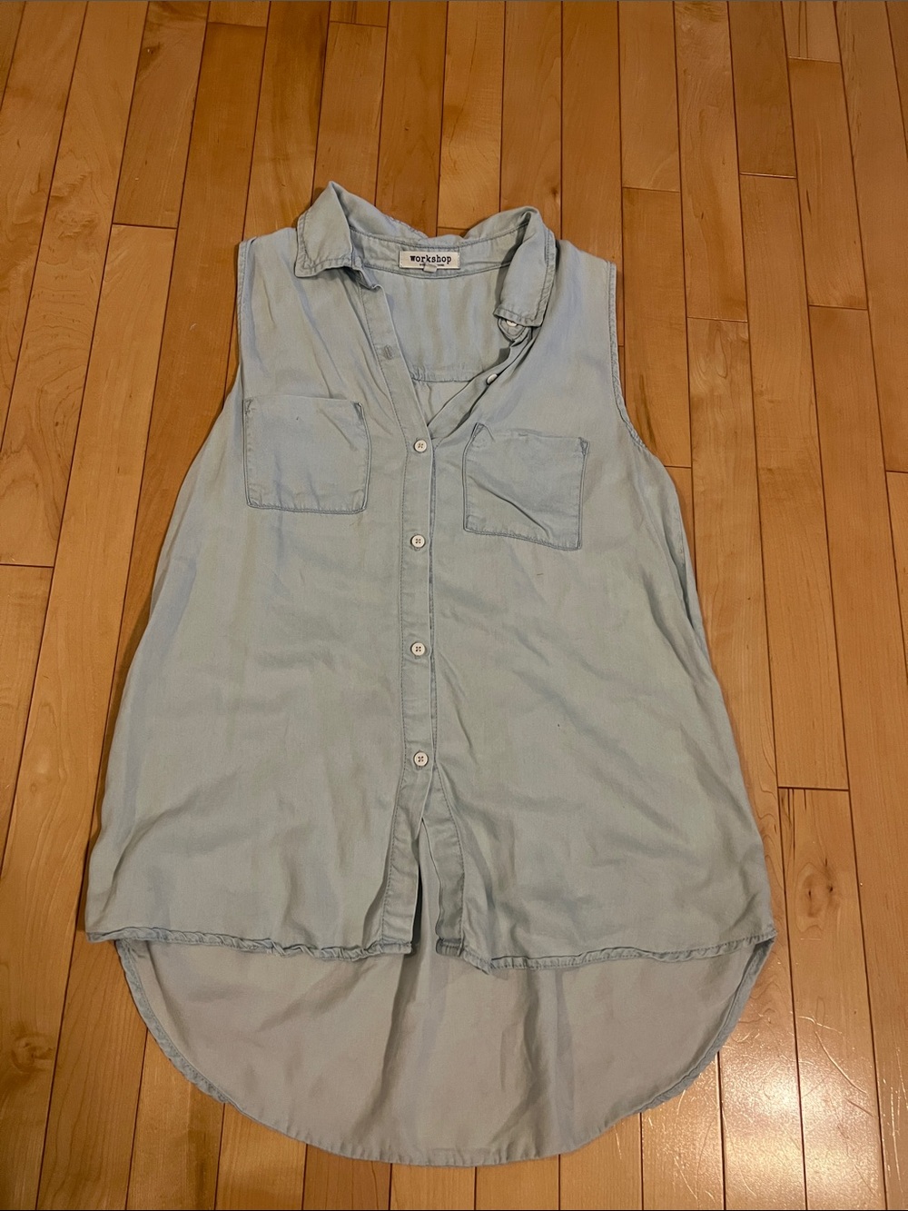 Workshop Republic Clothing Light Blue Sleeveless Button-Down Top